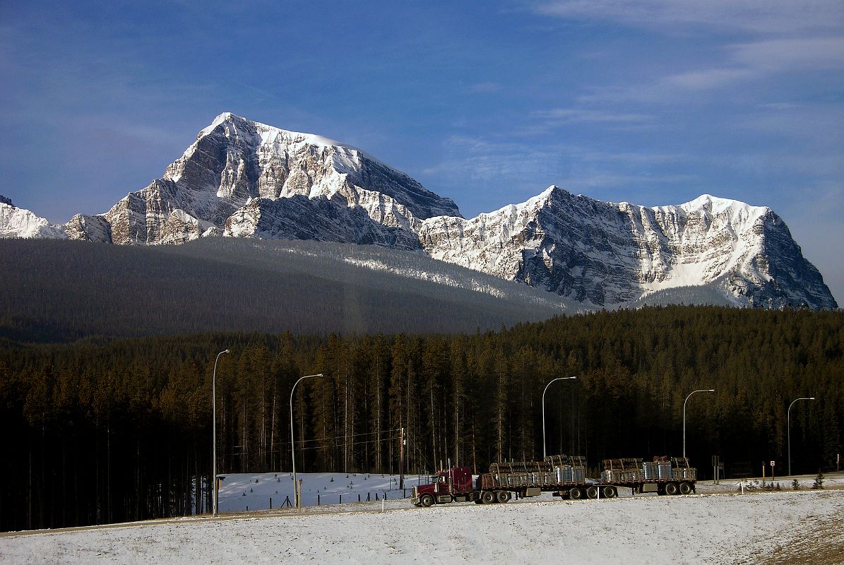 01 Storm Mountain Early Morning From Highway 93 And Castle Junction Driving To Radium In Winter